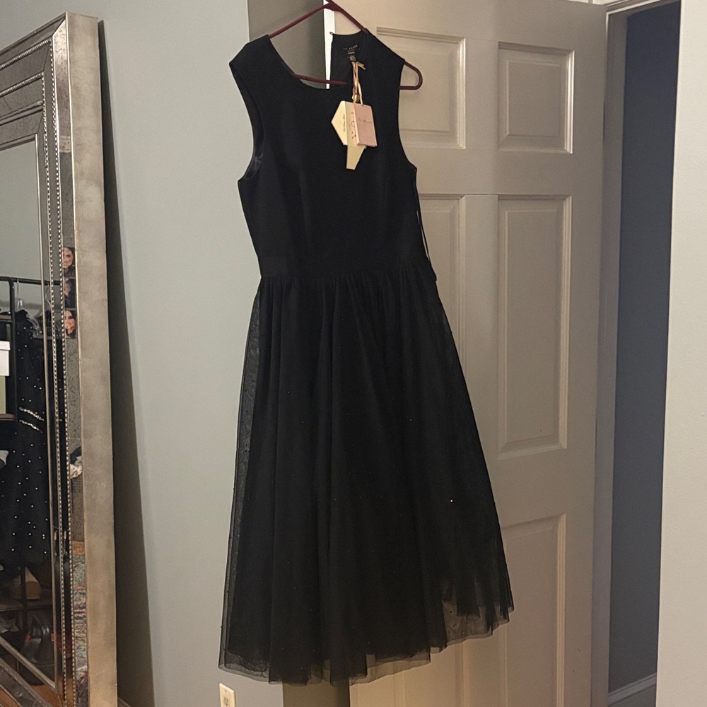 Ted Baker London Black Sleeveless Tulle Midi Dress